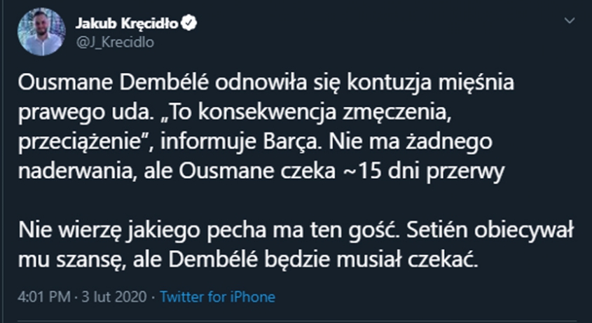 TYLE MA PAUZOWAĆ Ousmane Dembele!